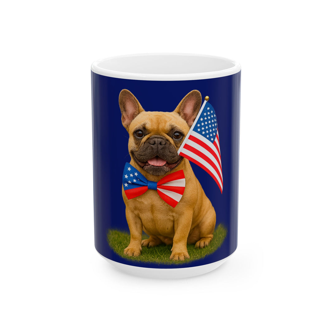 Patriotic French Bulldog Mug – Born to Be Free Dog Lover Gift