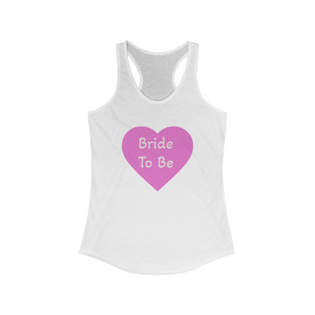White tank top with a pink heart and 'Bride To Be' text