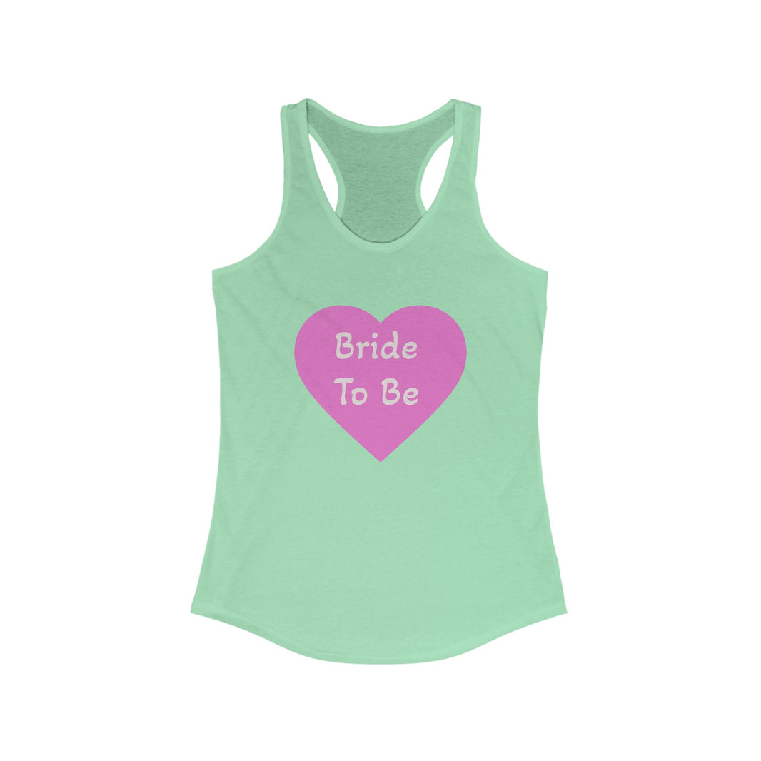 Mint tank top with a pink heart and 'Bride To Be' text