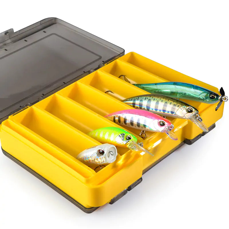 Yellow MEREDITH 12 Compartments Fishing Lure Storage Tackle Box with lures