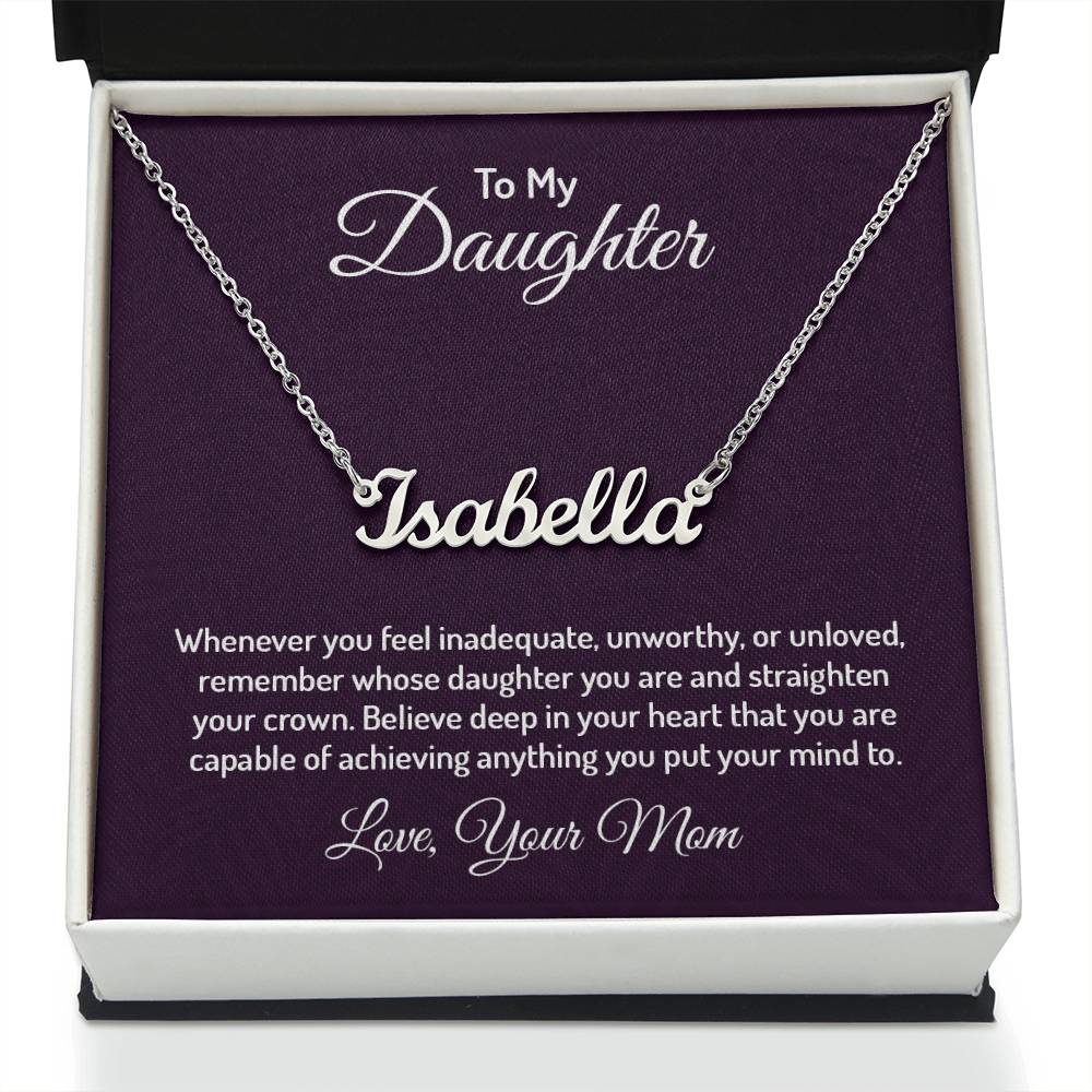 Polished Stainless Steel Custom Name Necklace with message card To My Daughter Made In USA