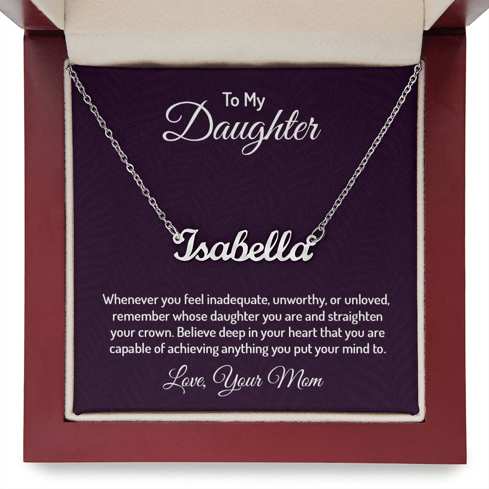 Polished Stainless Steel Custom Name Necklace with message card To My Daughter Made In USA