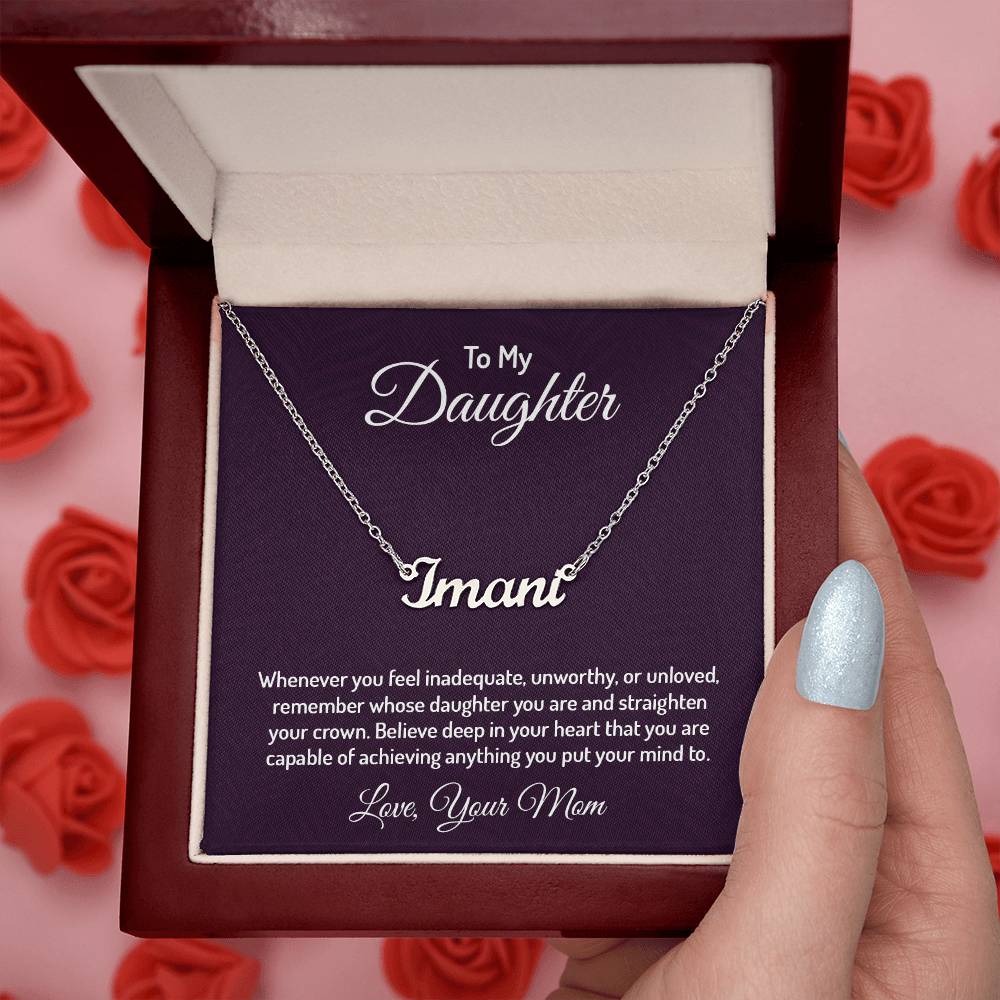 Polished Stainless Steel Custom Name Necklace with message card To My Daughter Made In USA