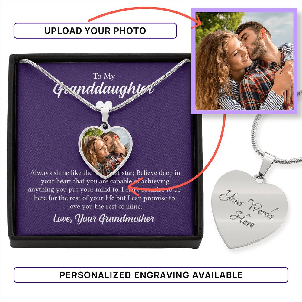 Custom Photo Heart Necklace For My Granddaughter