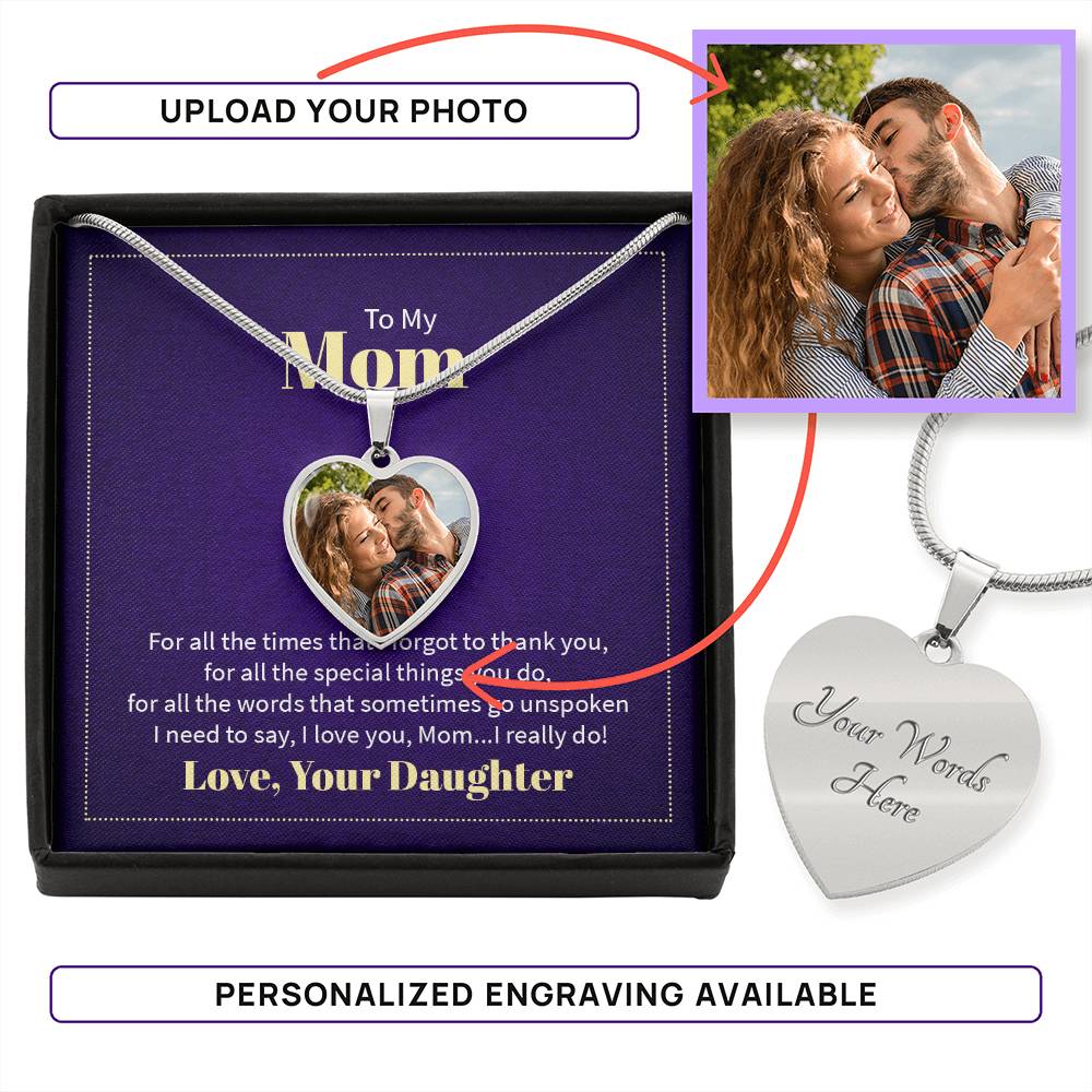 Custom Photo Heart Necklace To My Mom