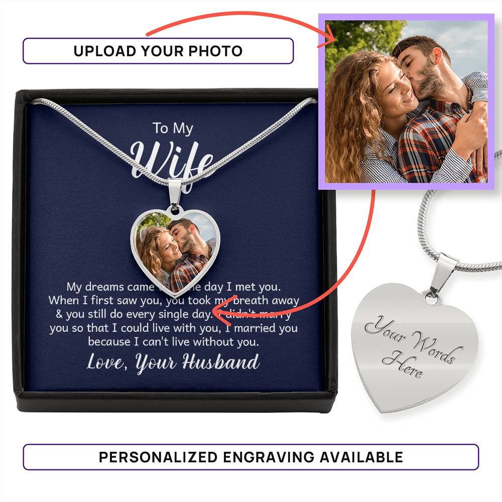 Custom Photo Heart Necklace For My Wife