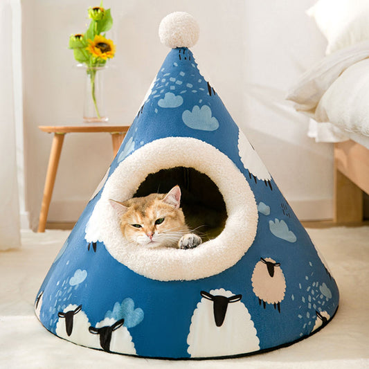 Triangle Mongolian yurt warm sleeping cat pet nest