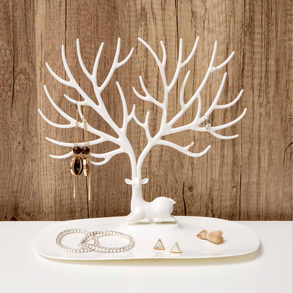 White Deer Jewelry Holder with Jewelry