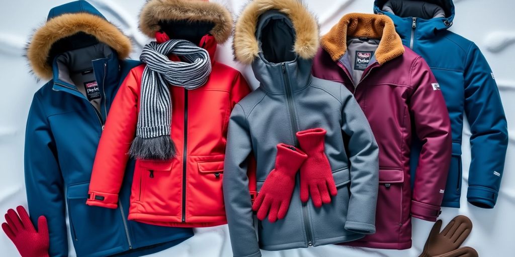 Winter clothing rentals including jackets, scarves, and gloves.