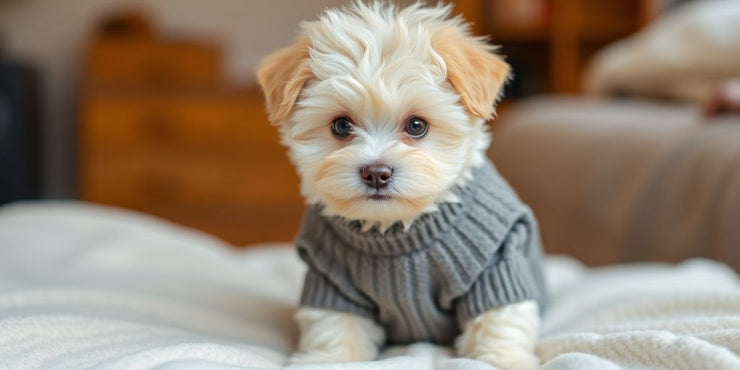 Small dog in stylish outfit