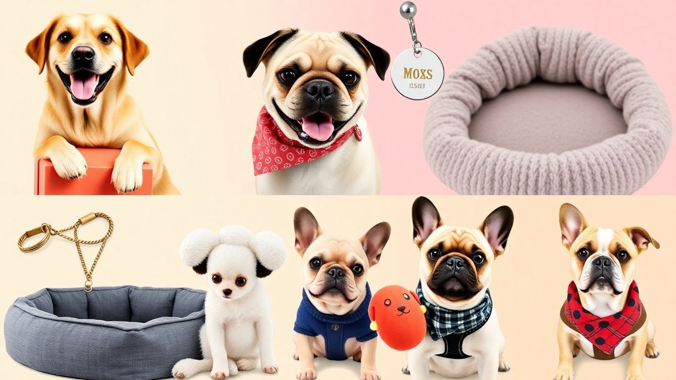Happy dogs with gifts for dog lovers.