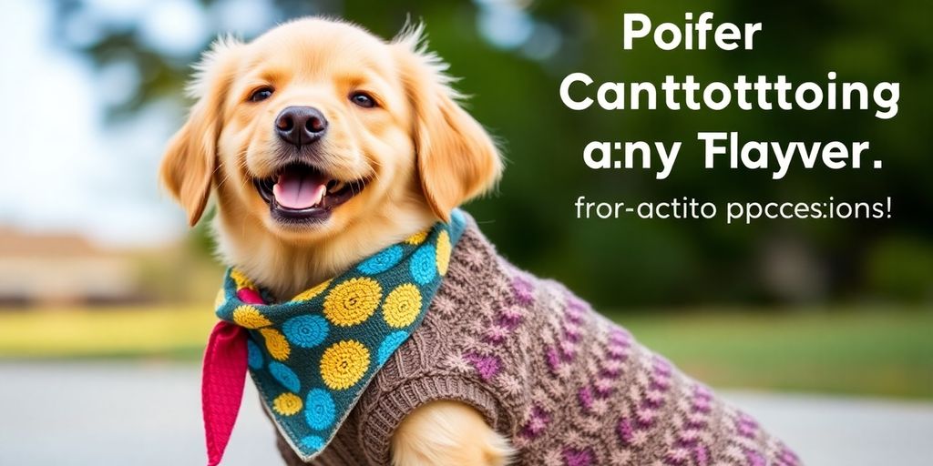 Cute dog wearing a stylish bandana and sweater.