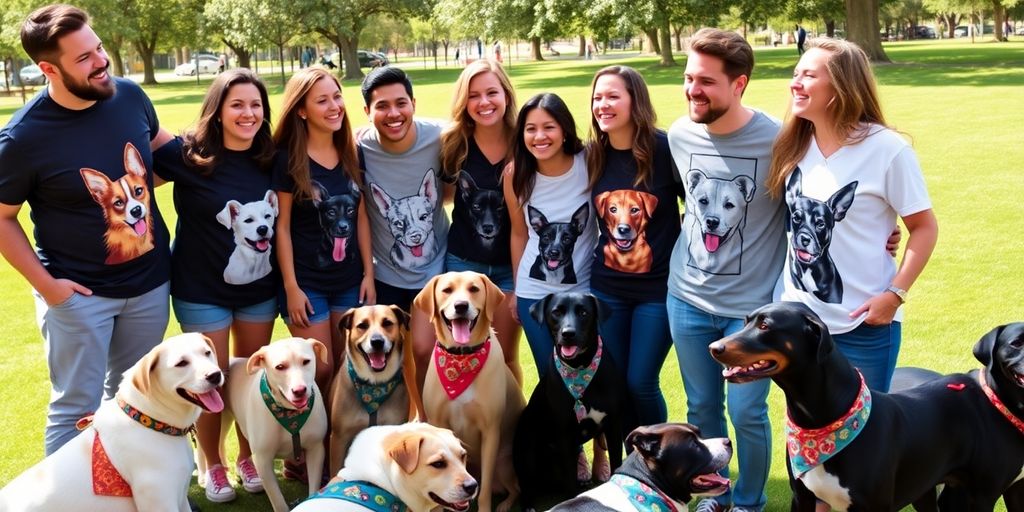 Person wearing a shirt with a dog design.