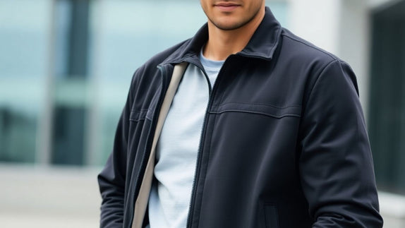 Man wearing a comfortable and stylish jacket outdoors.