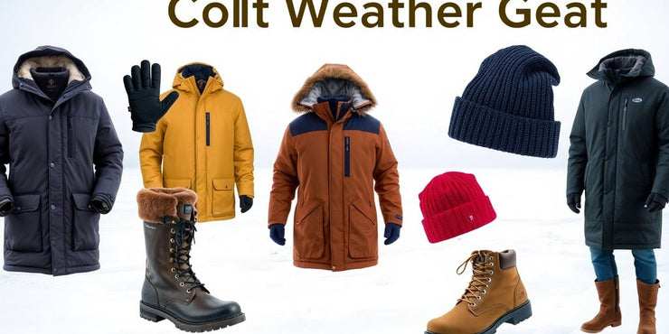 Cold weather gear for outdoor work against a snowy background.