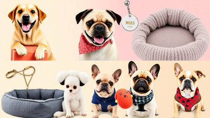 Happy dogs with gifts for dog lovers.
