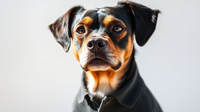 Dog in a stylish polo shirt.