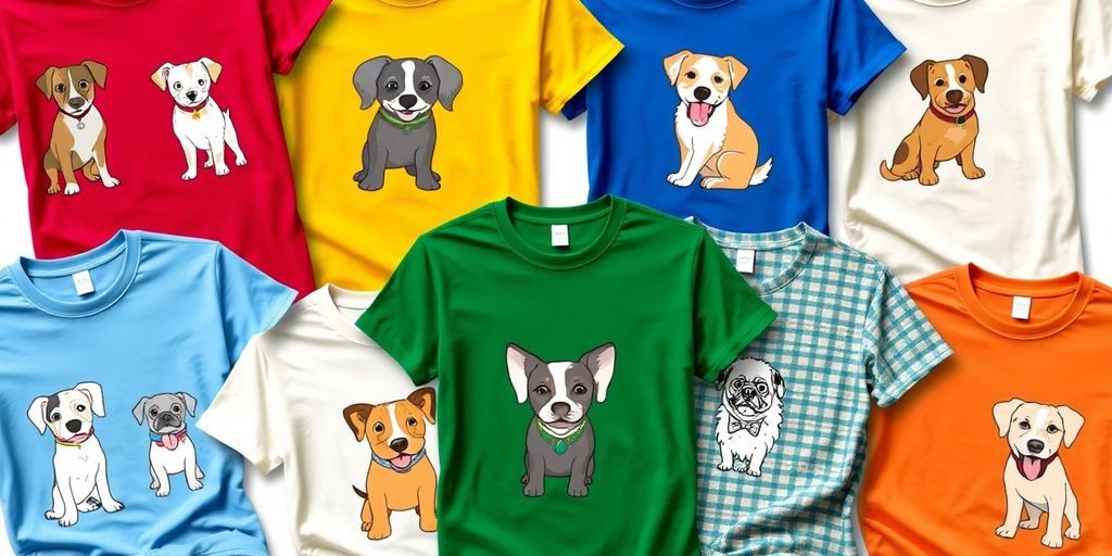 Stylish shirts with various dog designs for dog lovers.