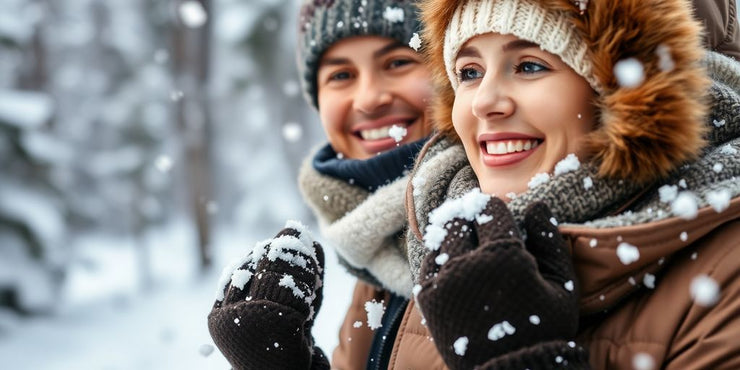 Person in heated winter wear enjoying snow outdoors.