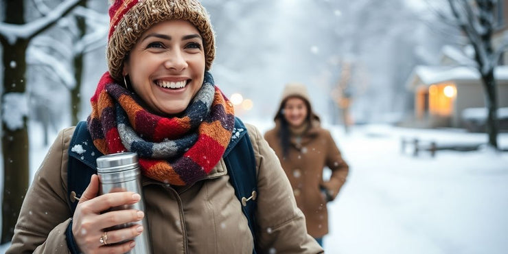 Warm, cozy winter healthy person.