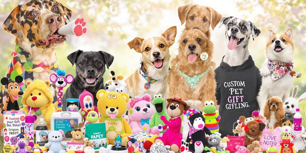 Colorful gifts for animal lovers with playful pets.