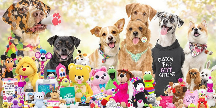 Colorful gifts for animal lovers with playful pets.