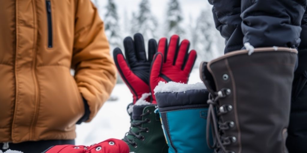 Cold weather gear for outdoor adventures in winter.