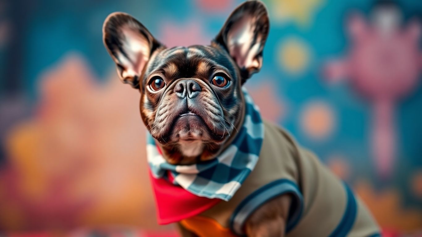 Stylish dog wearing bandana and sweater.