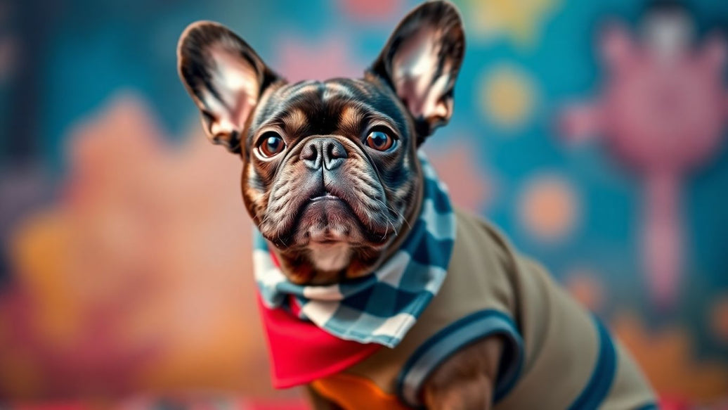 Stylish dog wearing bandana and sweater.