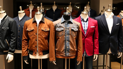 Men's jackets in various styles and colors.