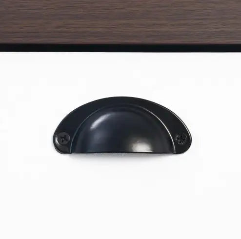 Black cabinet handle on a white background