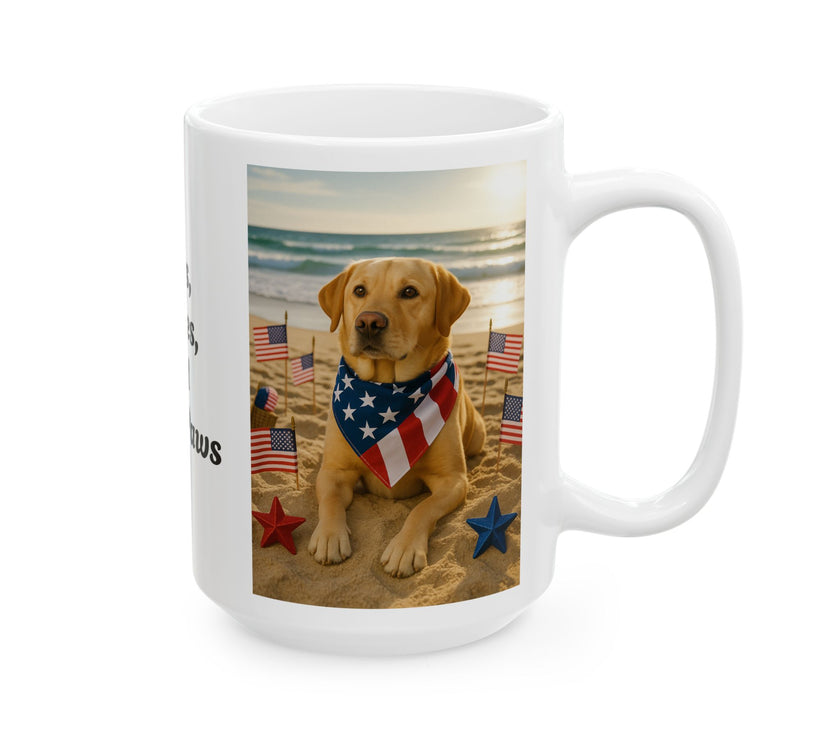 Stars, Stripes & Sandy Paws Patriotic Dog Mug