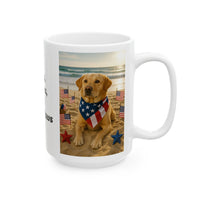 Stars, Stripes & Sandy Paws Patriotic Dog Mug