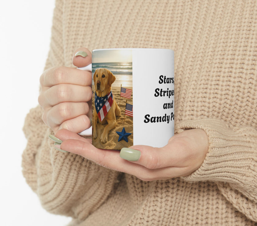 Stars, Stripes & Sandy Paws Patriotic Dog Mug
