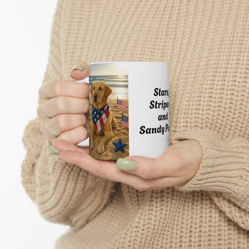 Stars, Stripes & Sandy Paws Patriotic Dog Mug
