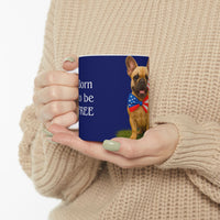 Patriotic French Bulldog Mug – Born to Be Free Dog Lover Gift