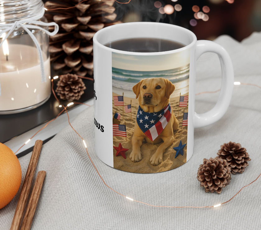Stars, Stripes & Sandy Paws Patriotic Dog Mug
