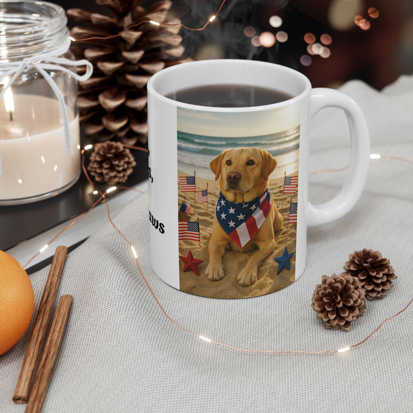 Stars, Stripes & Sandy Paws Patriotic Dog Mug