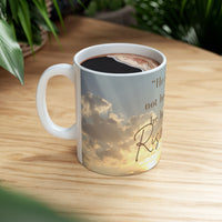 Morning Blessings Mug – Christian Ceramic Coffee Cup witn message  “He is not here; he has Risen – Matthew 28:6” ceramic mug.
