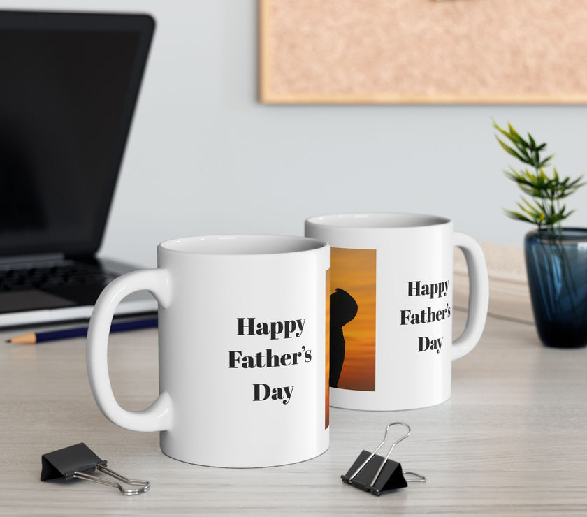 Sunset Silhouette Father’s Day Mug – Dad and Child Special Gift