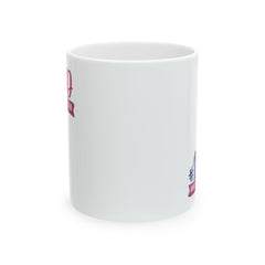 White ceramic mug with colorful #1 Dad and Happy Father’s Day message, accented with fireworks graphics, perfect for celebrating dads.