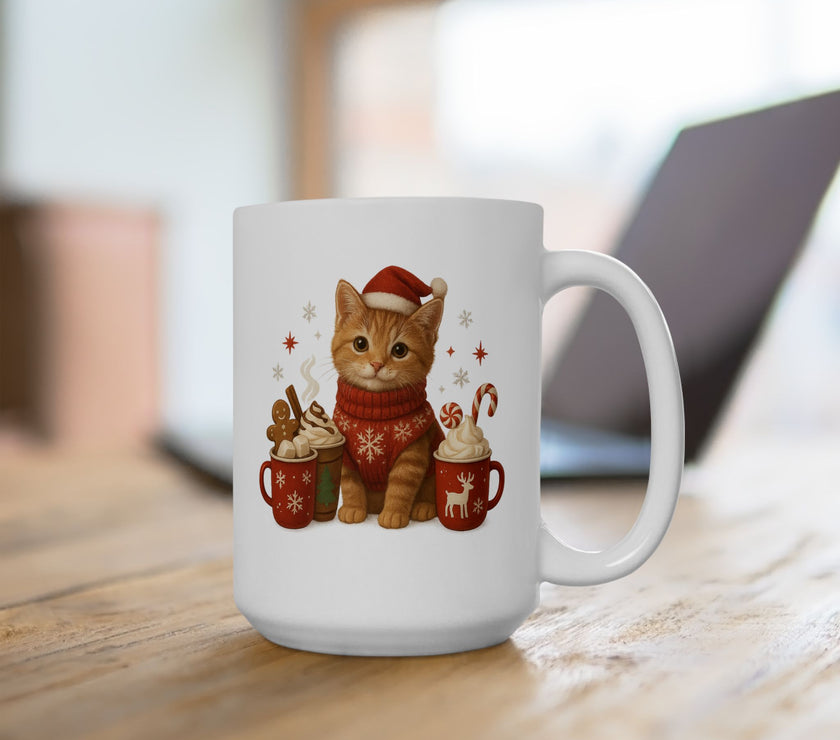Warm Hugs & Whiskers Christmas Cat Mug