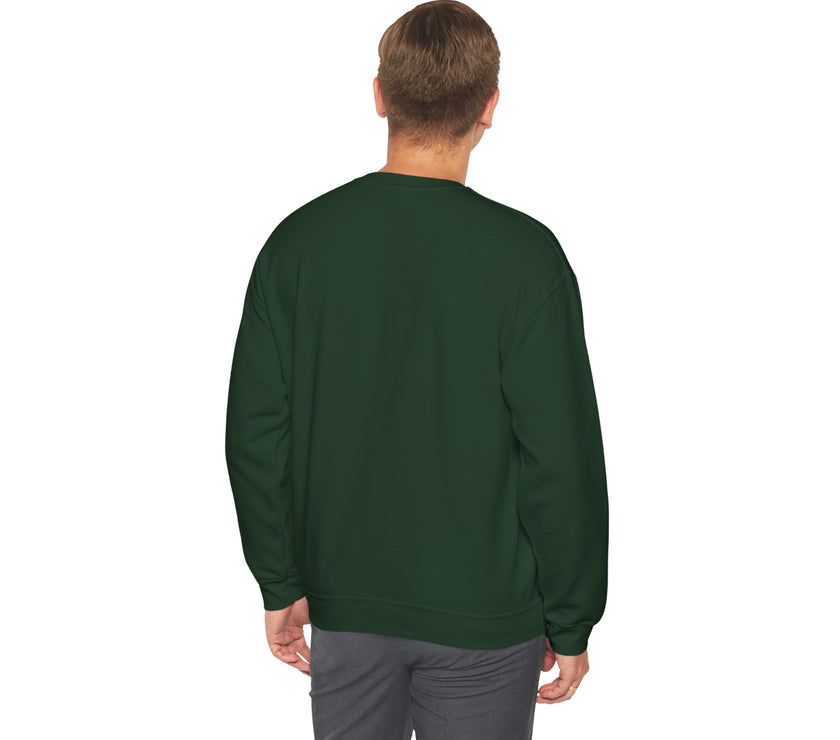 Man wearing a green sweatshirt on a white background