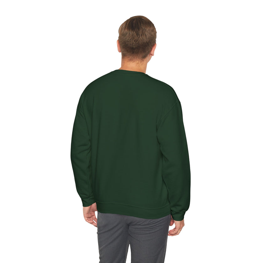Man wearing a green sweatshirt on a white background