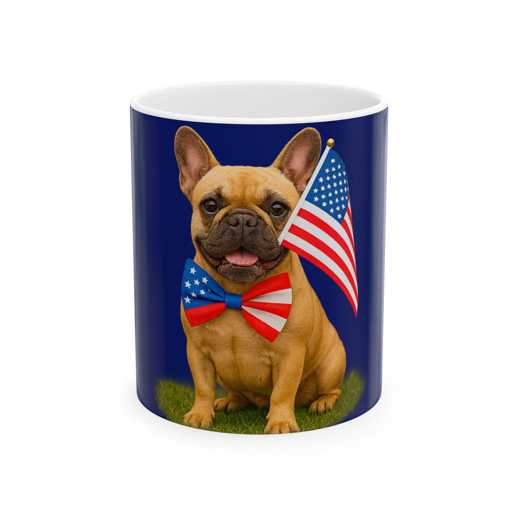 Patriotic French Bulldog Mug – Born to Be Free Dog Lover Gift