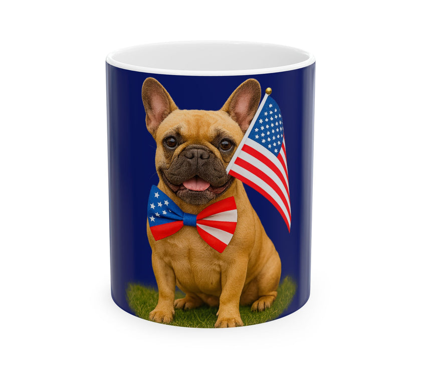 Patriotic French Bulldog Mug – Born to Be Free Dog Lover Gift