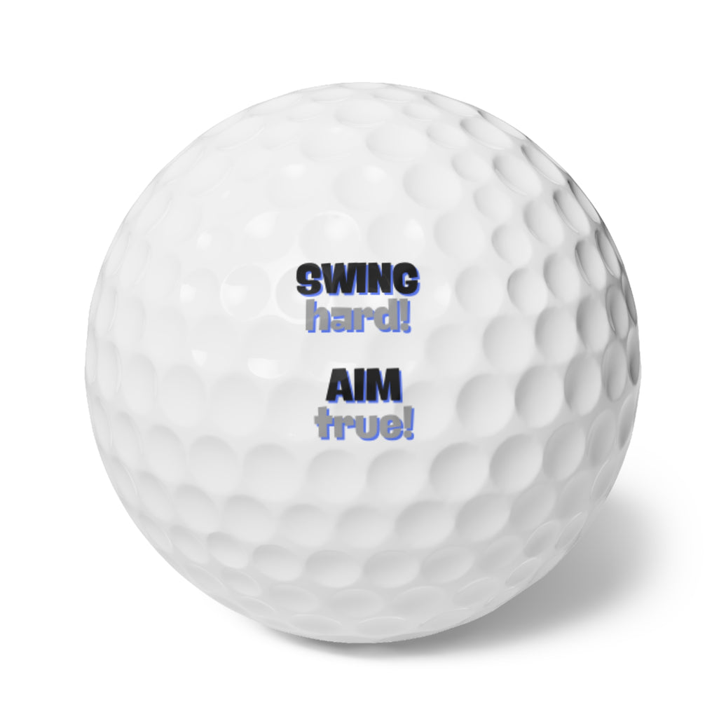 Motivational Golf Ball Set – “Swing Hard, Aim True!” (6-Pack)