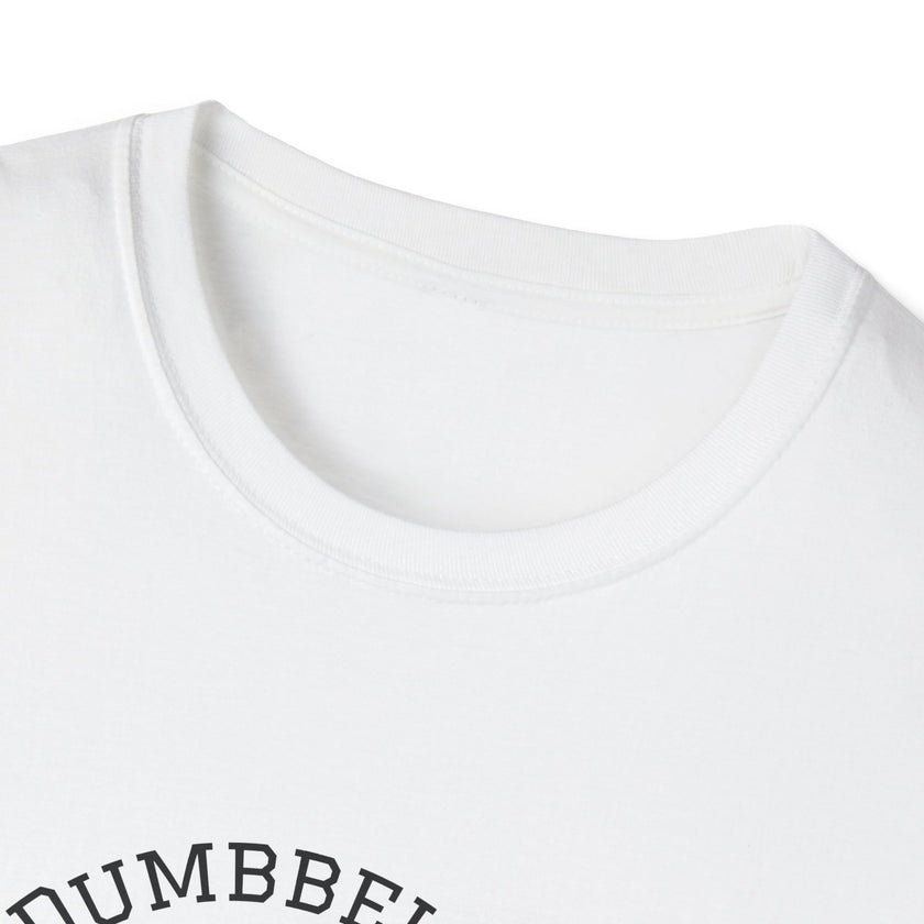 Close-up of a white t-shirt with 'NUMBEBEL' printed on it.