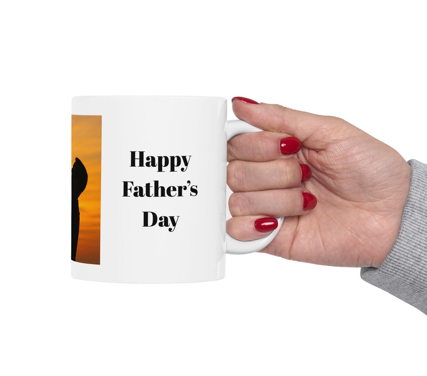 Sunset Silhouette Father’s Day Mug – Dad and Child Special Gift
