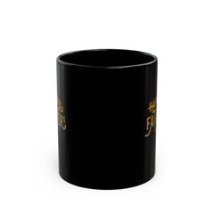 Black ceramic mug with gold Happy Father’s Day script, perfect gift for dads who enjoy stylish and meaningful coffee mugs